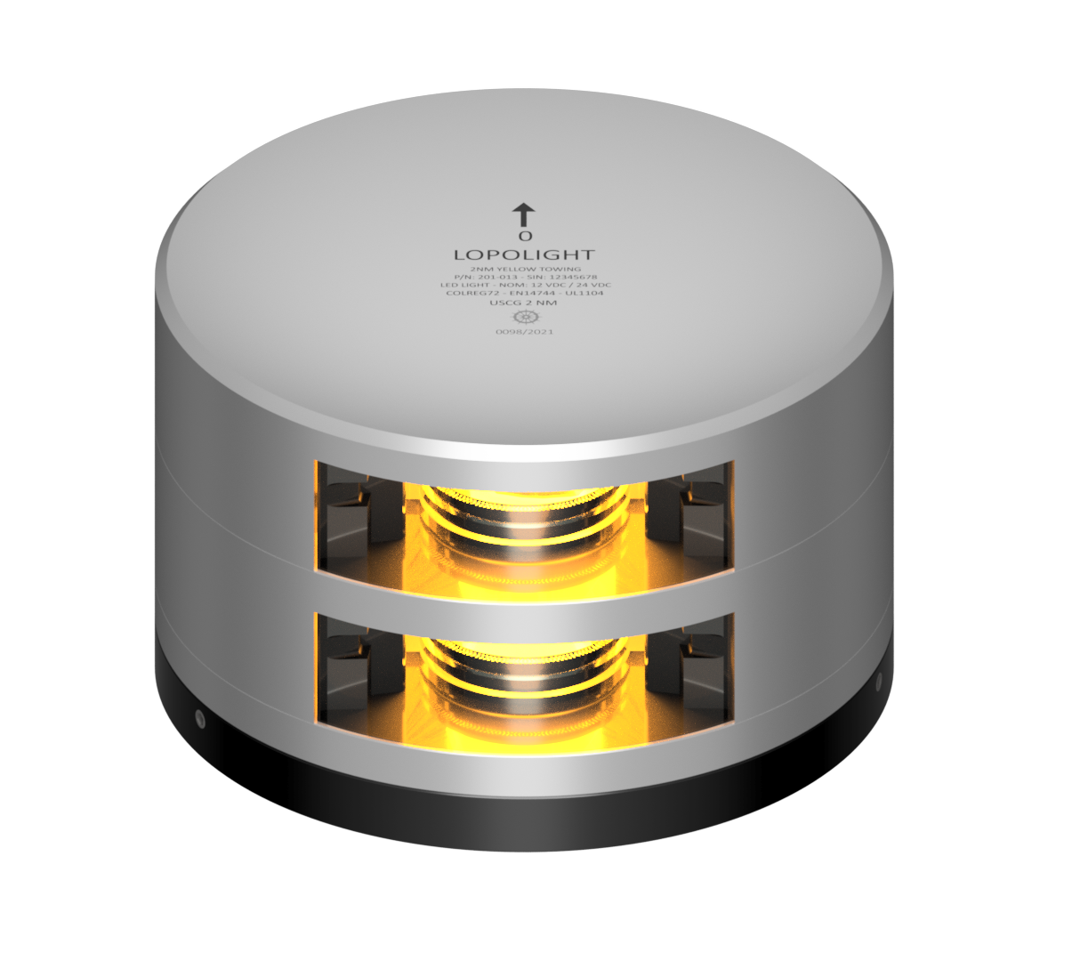 2nm 135° Yellow, Towing, Double, silver w/FB base 2nm 135° Yellow, Towing, Double, silver w/FB base